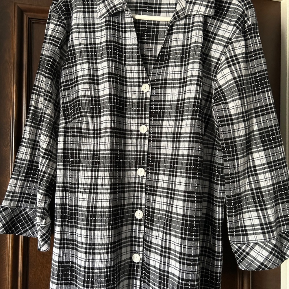 SO CUTE! BLACK & WHITE PLAID BLOUSE 2X BY "THE TOG SHOP WOMENS"